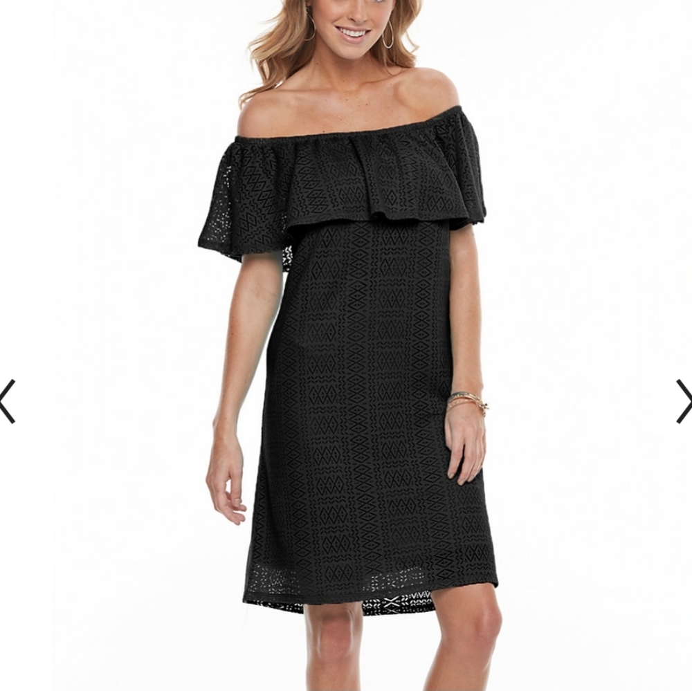 Geometric Texture Lace Flowy Dress
